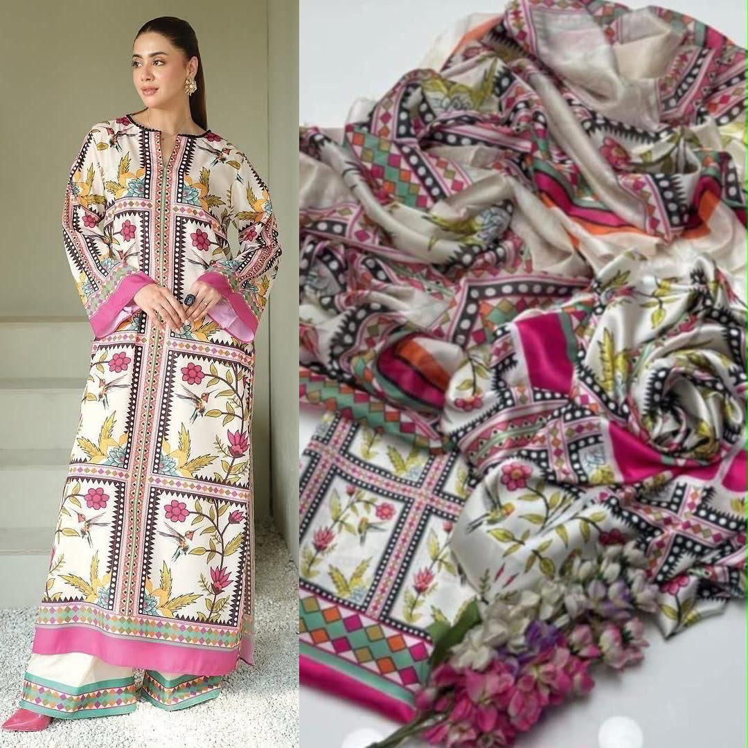 Shamooz Silk 3pc With Silk Dupatta