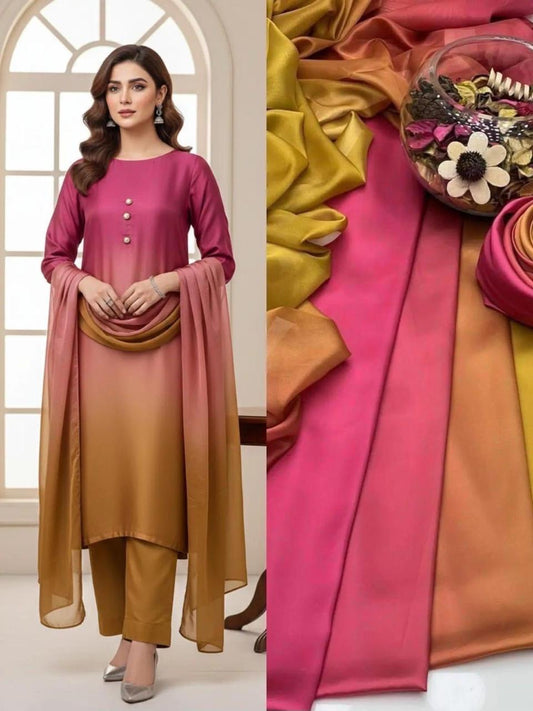 Shamooz Silk 3pc With Silk Dupatta