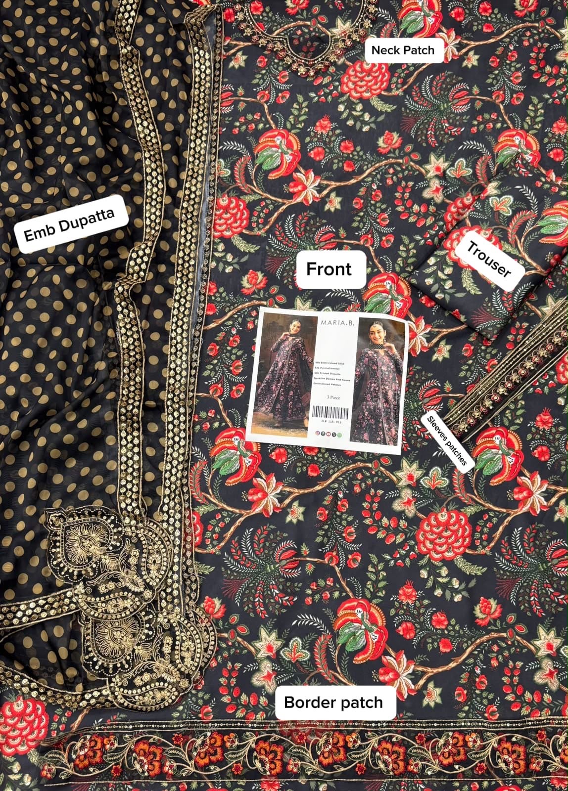 DESIGNER SILK EMB 3PC
