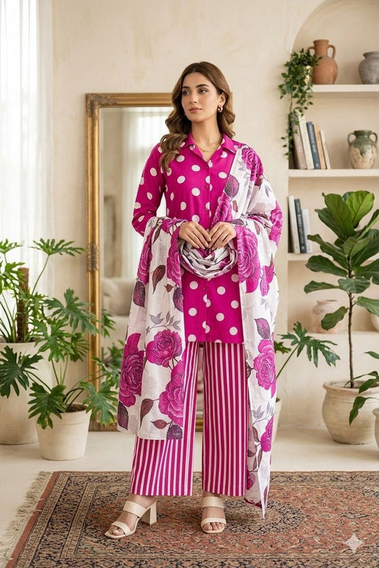 Shamooz Silk 3pc With Silk Dupatta