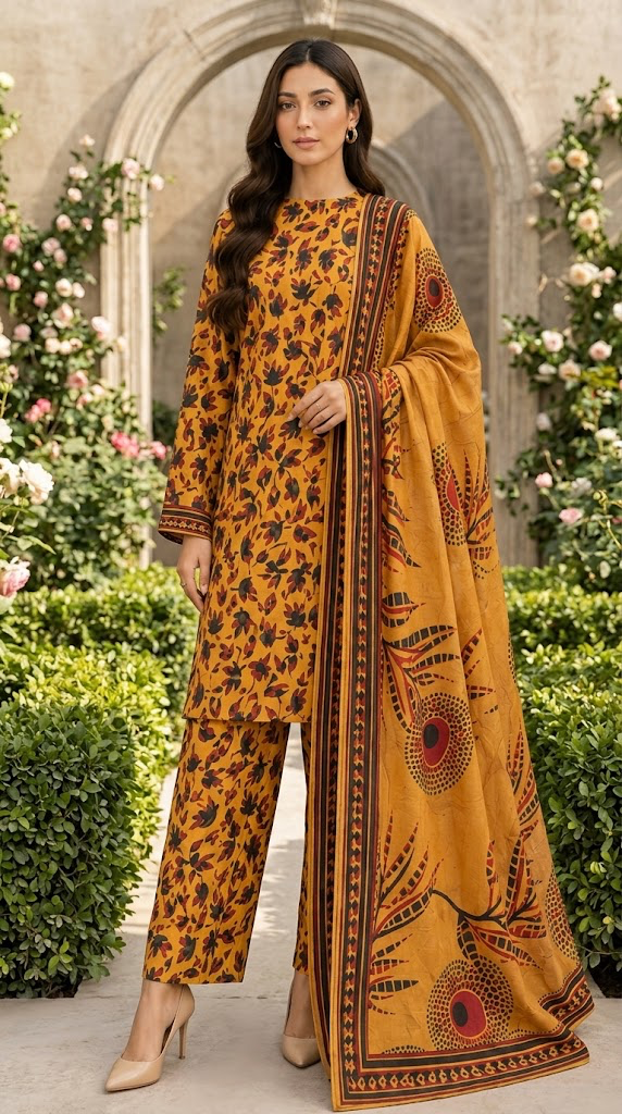 GULAHMAD DIGITALUNSTITCHED 3 PIECE ALLOVER PREMIUM LINEN LADIES SUIT