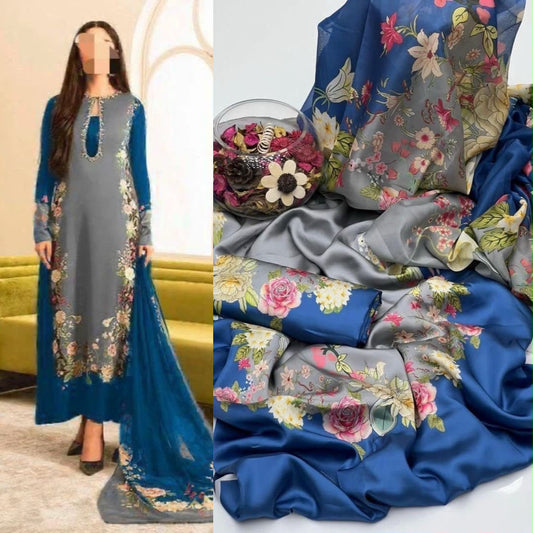Shamooz Silk 3pc With Silk Dupatta