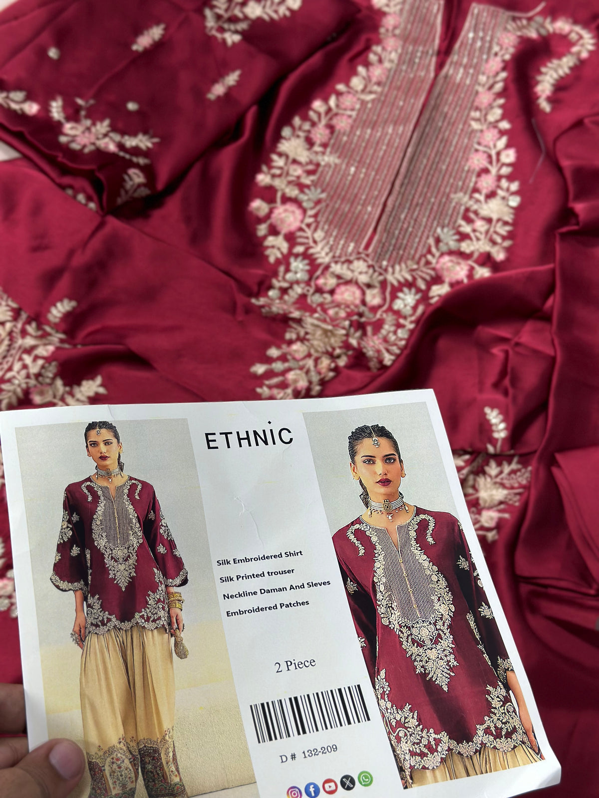 DESIGNER SILK EMB 2PC