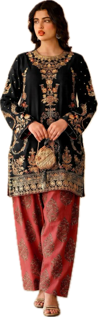 DESIGNER SILK EMB 2PC