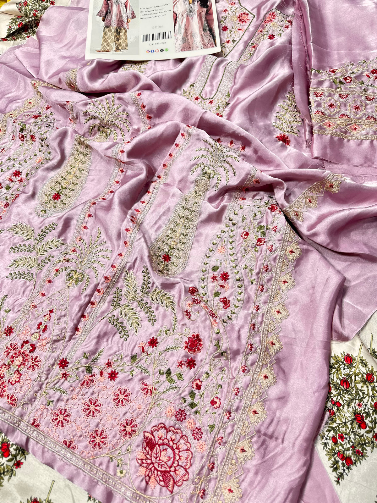 DESIGNER SILK EMB 2PC