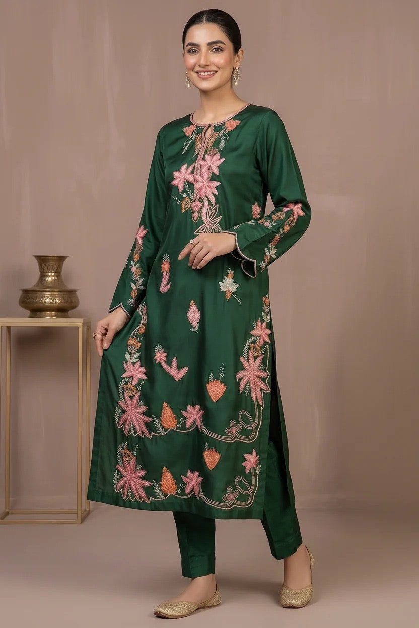 DESIGNER SILK EMB 2PC