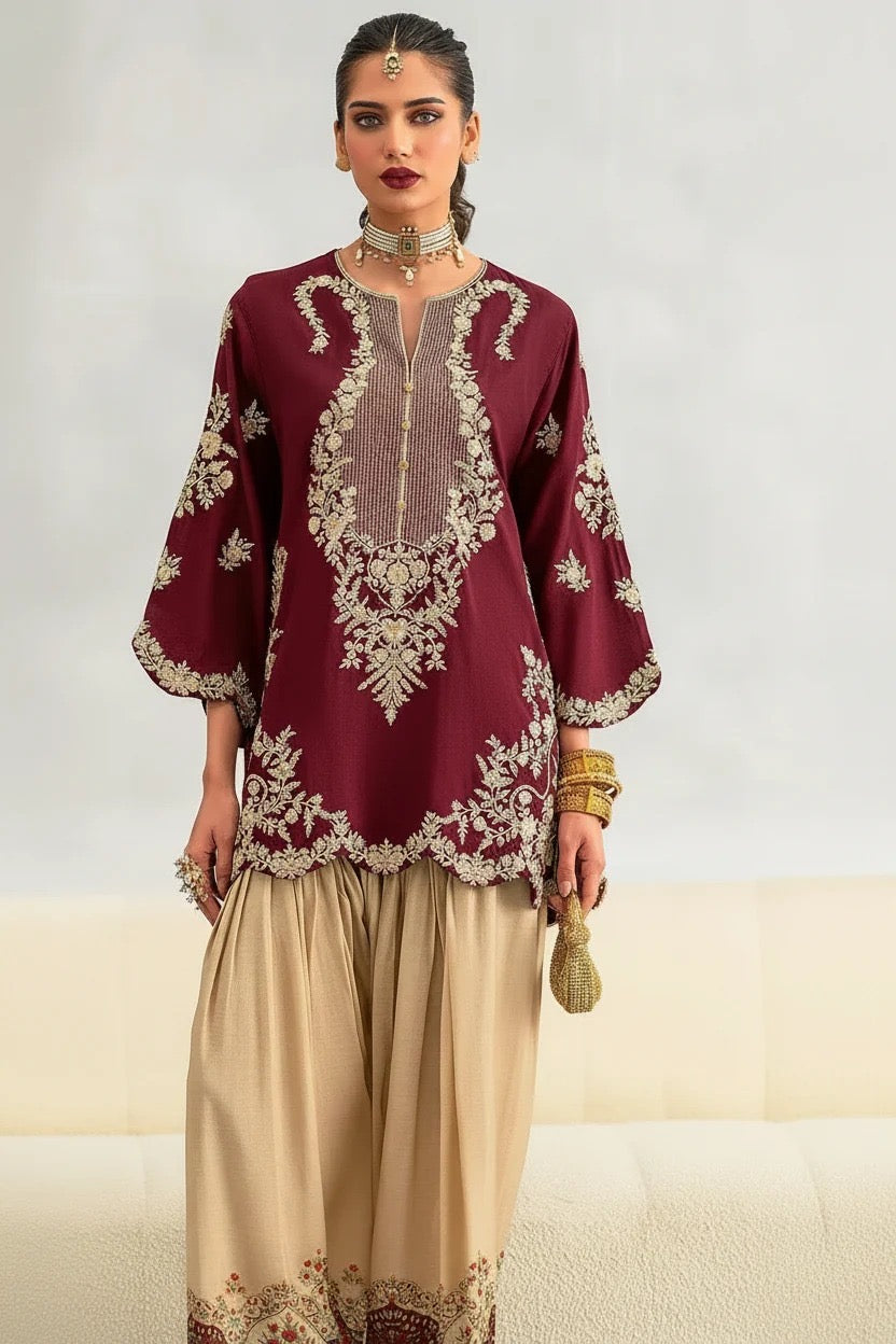 DESIGNER SILK EMB 2PC