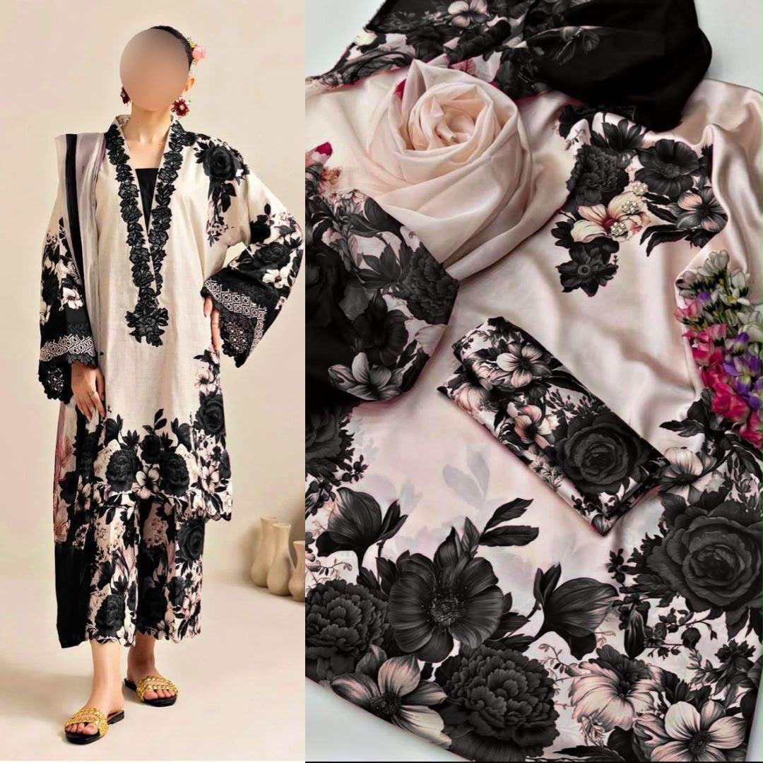 Shamooz Silk 3pc With Silk Dupatta