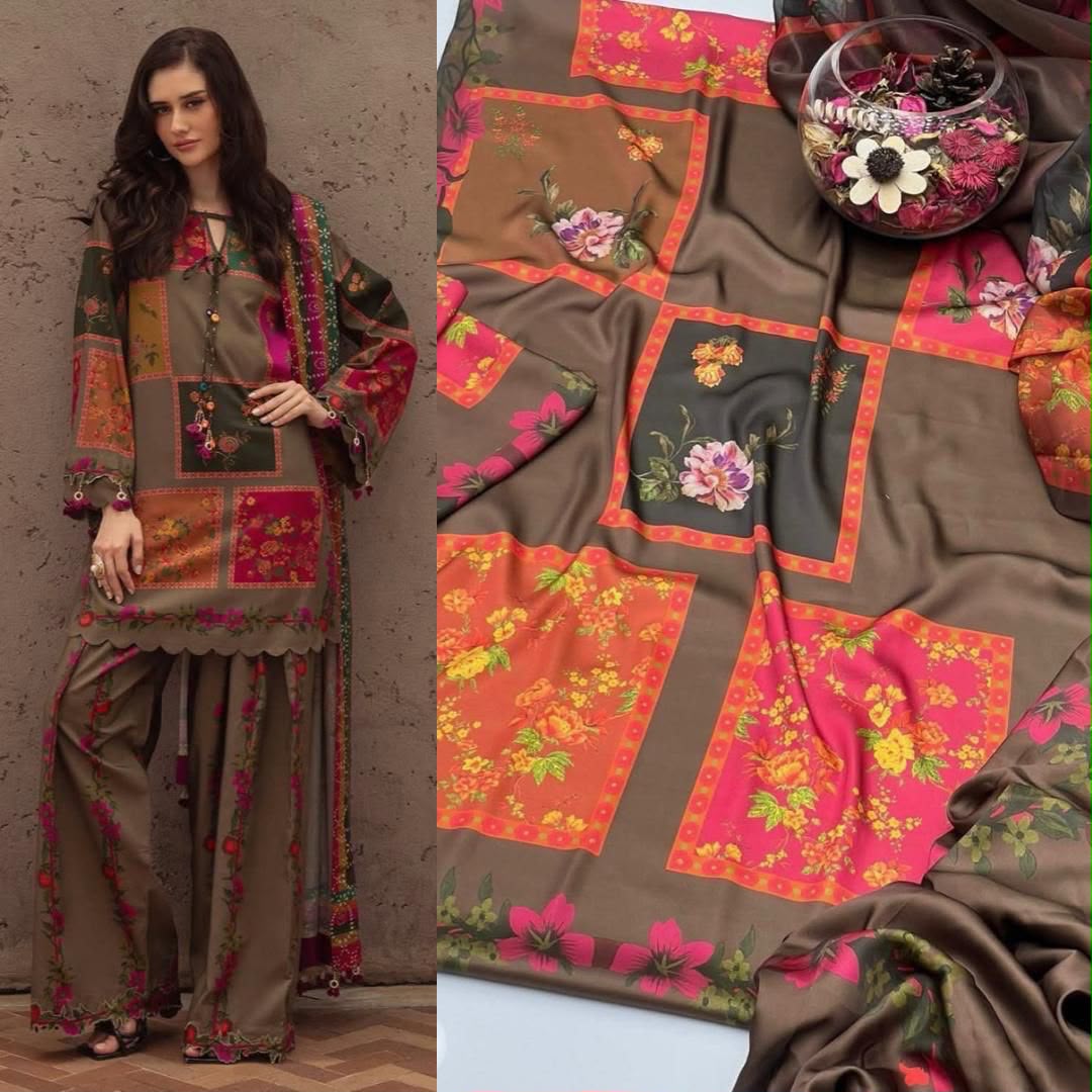 Shamooz Silk 3pc With Silk Dupatta