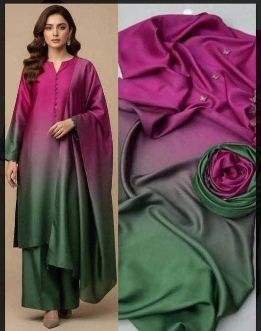 Shamooz Silk 3pc With Silk Dupatta