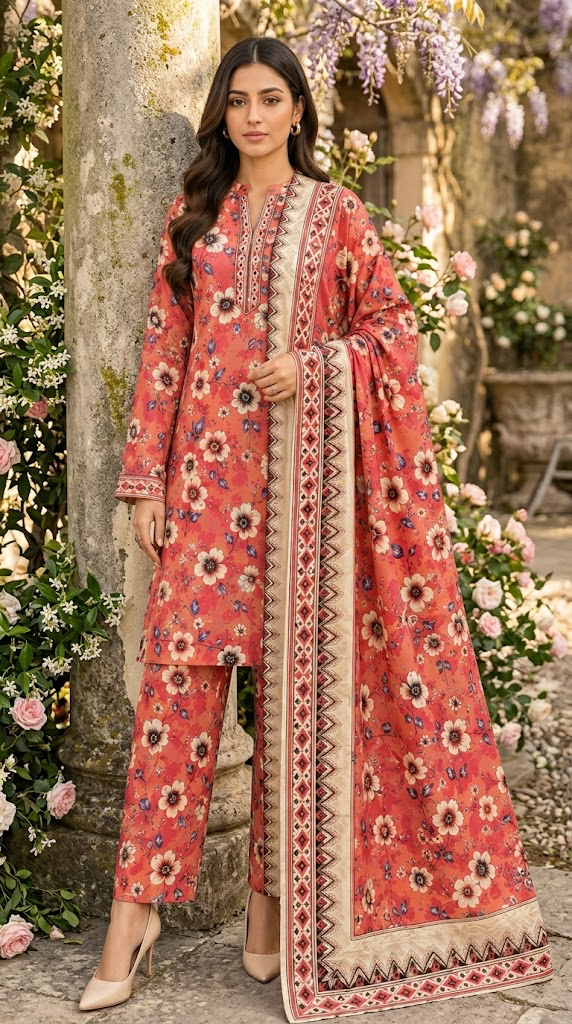 GULAHMAD DIGITALUNSTITCHED 3 PIECE ALLOVER PREMIUM LINEN LADIES SUIT