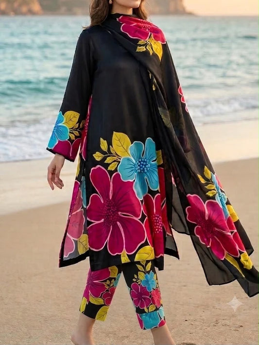 Shamooz Silk 3pc With Silk Dupatta