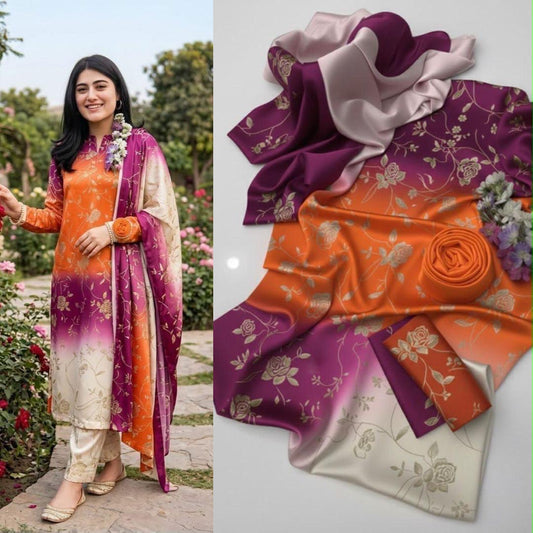 Shamooz Silk 3pc With Silk Dupatta