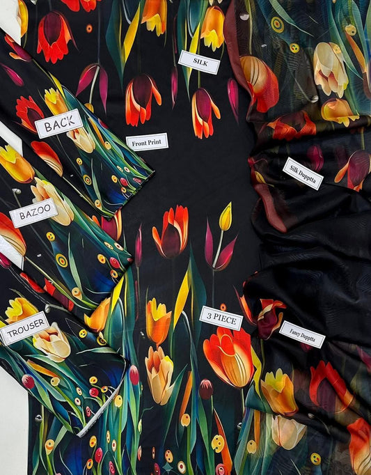 Shamooz Silk 3pc With Silk Dupatta