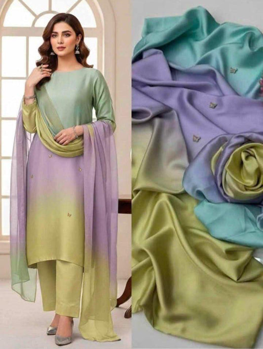 Shamooz Silk 3pc With Silk Dupatta